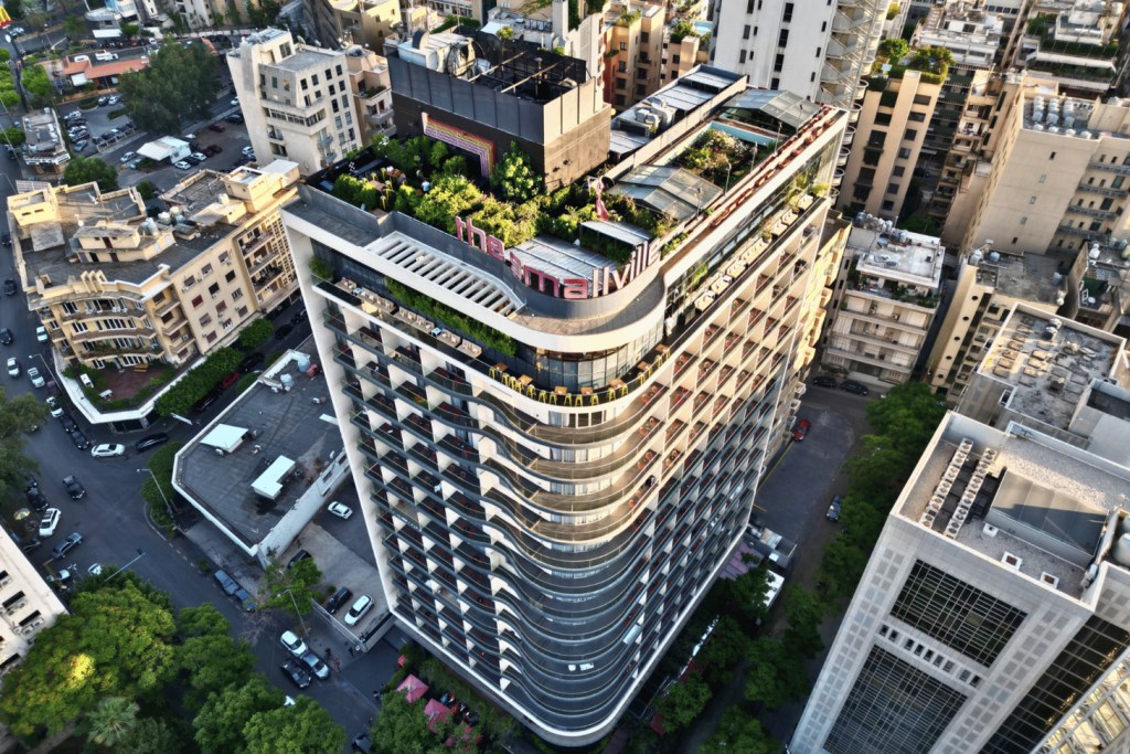 Exterior of The Smallville Hotel, one of the best hotels in Lebanon, located in the heart of Beirut.