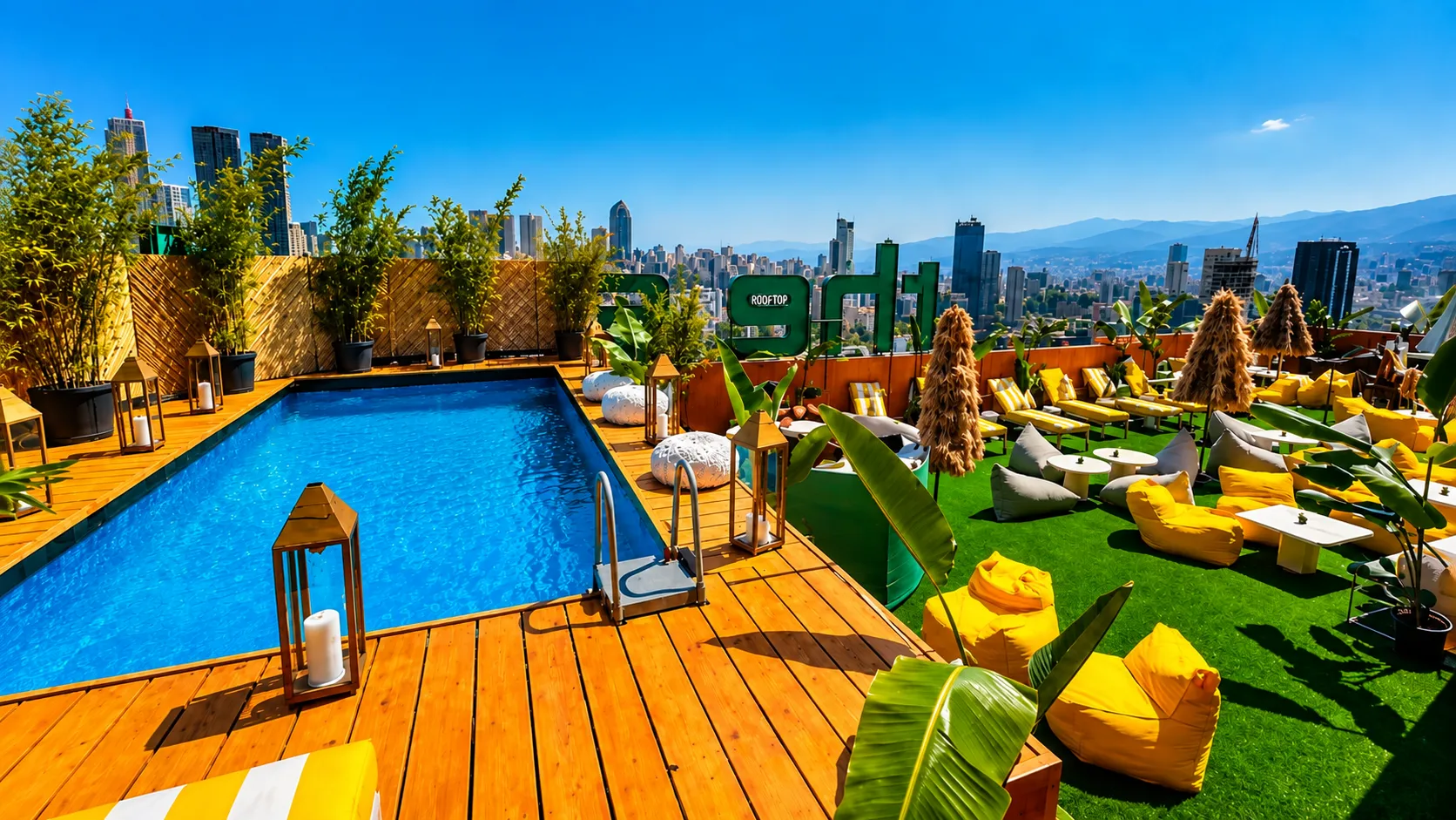 Le Tanning Rooftop sunset view